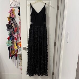 Xscape Black Maxi Dress with floral skirt